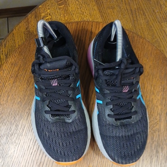 ASICS Gel-Nimbus 22 Womens Running Shoes Size 7.5 Black Blue Pink Orange - Picture 6 of 8